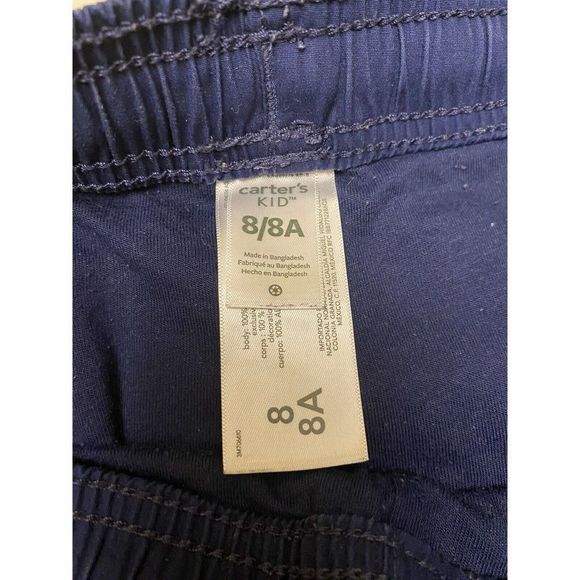 carter's KIDS  Chino Jogger Navy Blue Lace Up Pants Size 8/8A - Picture 3 of 7